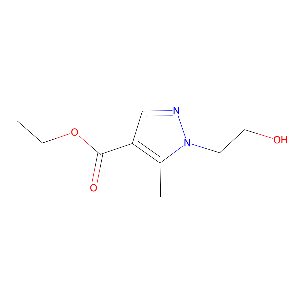 ethyl 1-(2-hydroxyethyl)-5-methyl-1H-pyrazole-4-carboxylate molecular structure, CAS 1108725-12-7