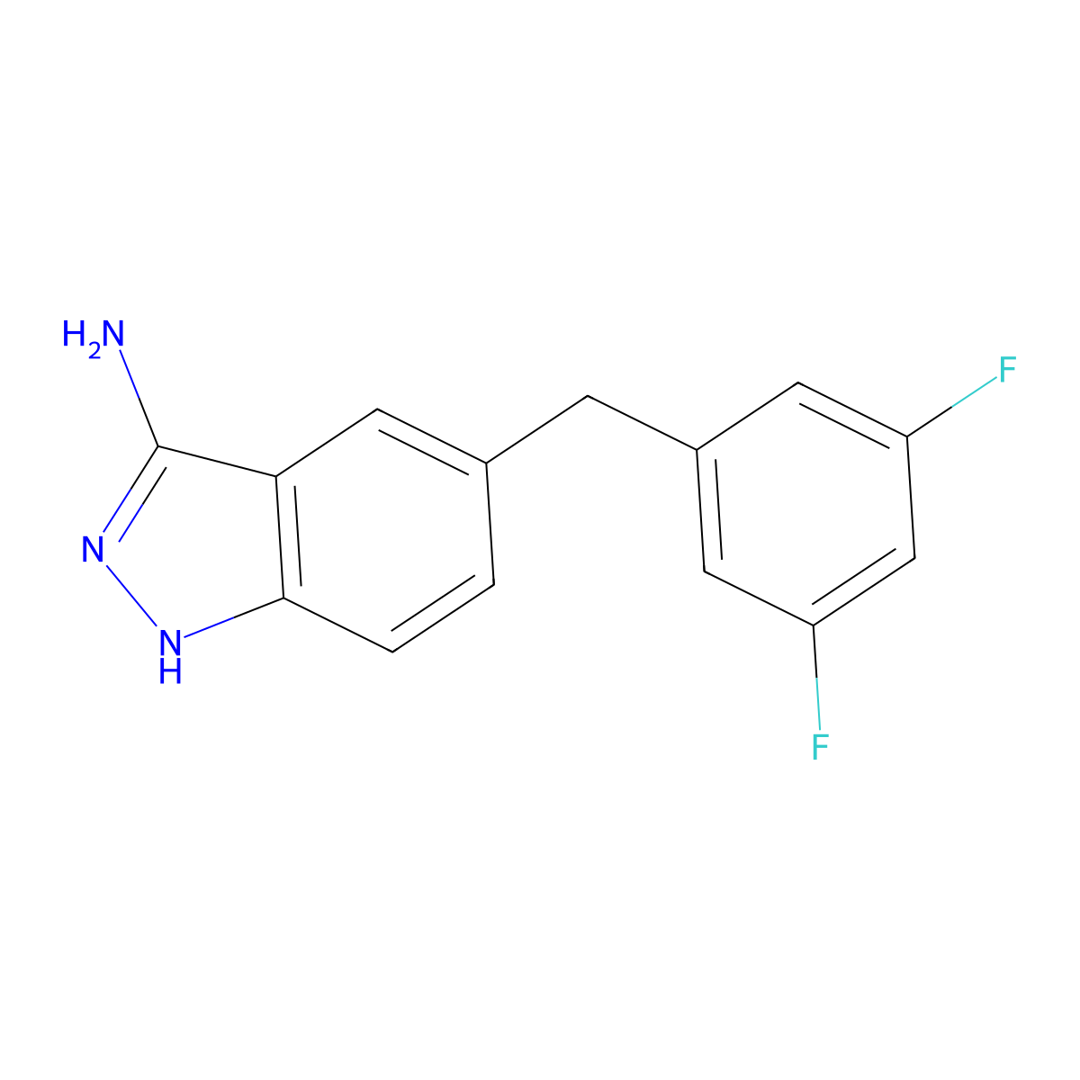 5-[(3,5-difluorophenyl)methyl]-1H-indazol-3-amine molecular structure, CAS 1108745-30-7