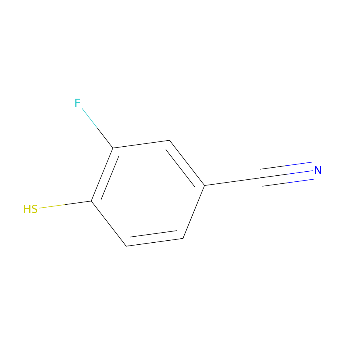 3-Fluoro-4-sulfanylbenzonitrile molecular structure, CAS 110888-16-9