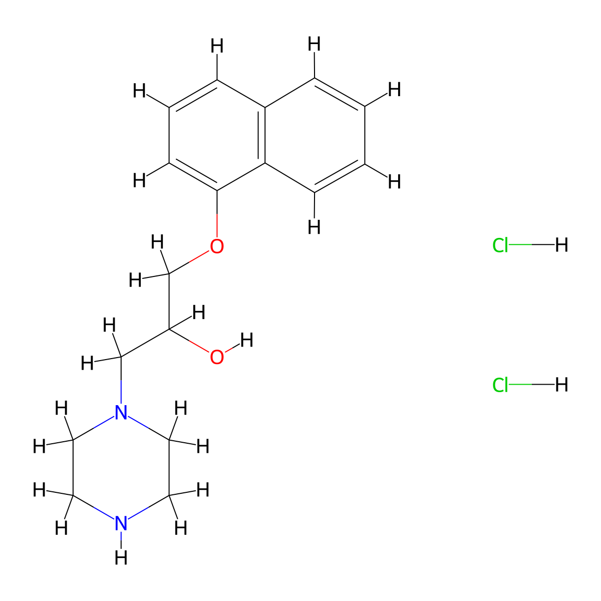1-(Naphthalen-1-yloxy)-3-piperazin-1-yl-propan-2-ol dihydrochloride molecular structure, CAS 110894-03-6