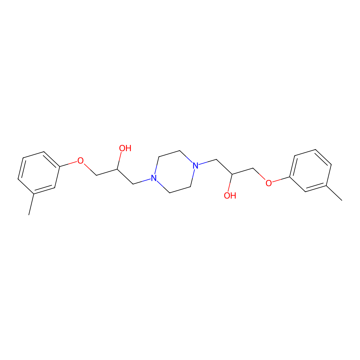 1-[4-[2-Hydroxy-3-(3-methylphenoxy)propyl]piperazin-1-yl]-3-(3-methylphenoxy)propan-2-ol molecular structure, CAS 110894-06-9