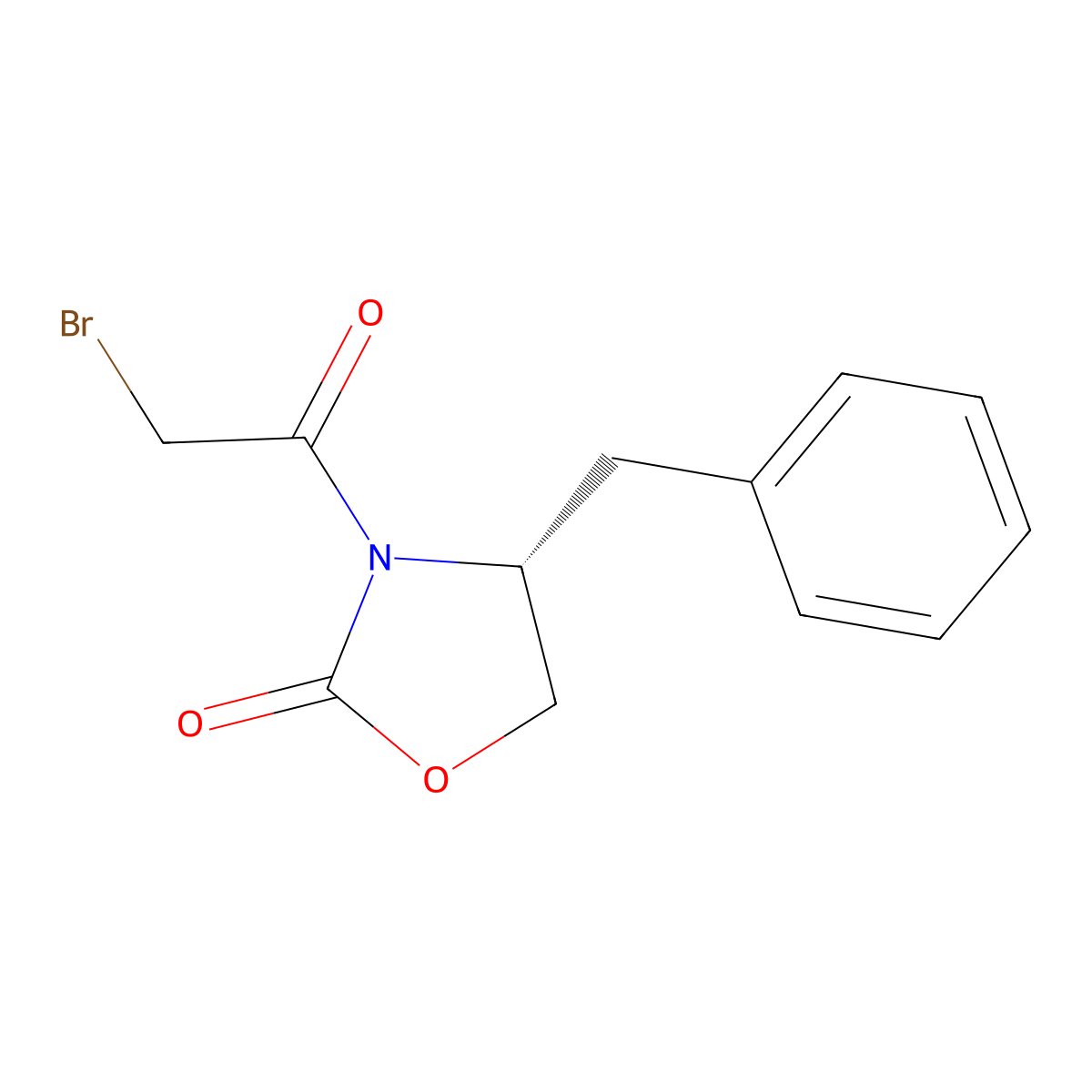 2-Oxazolidinone, 3-(bromoacetyl)-4-(phenylmethyl)-, (4R)- molecular structure, CAS 110905-24-3