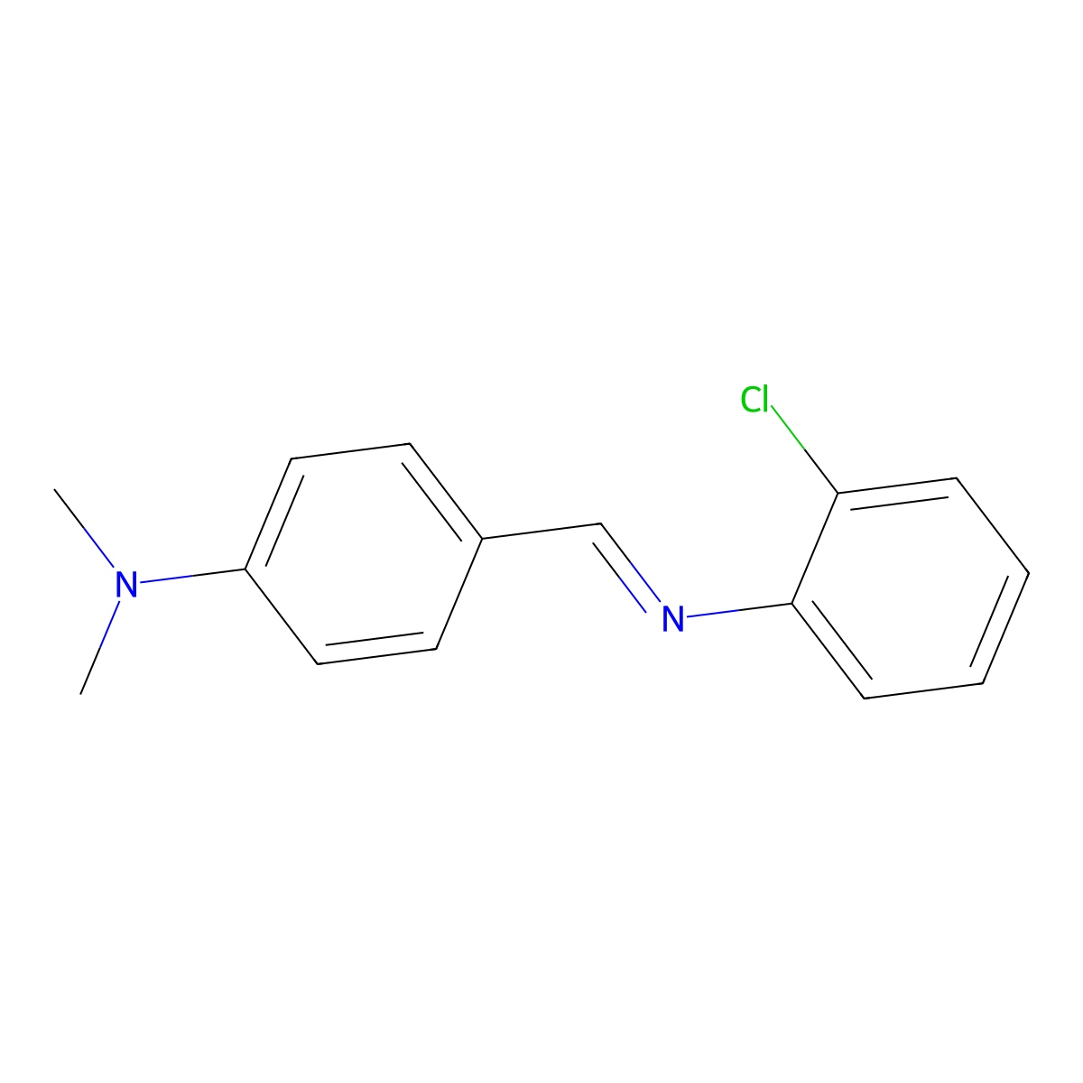 Benzenamine, 4-[[(2-chlorophenyl)imino]methyl]-N,N-dimethyl- molecular structure, CAS 110915-77-0