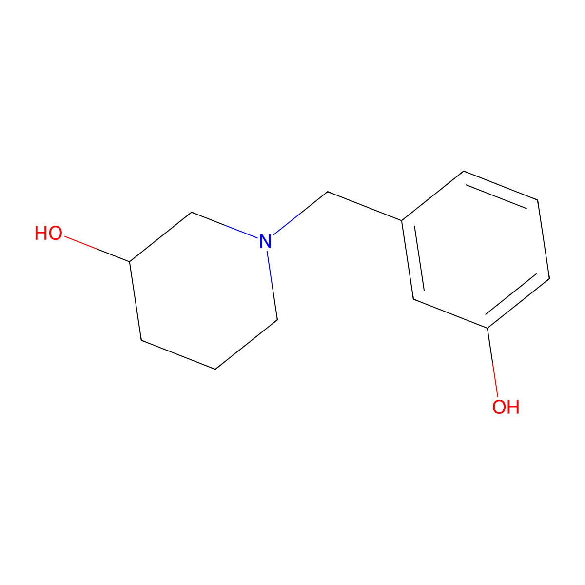 1-[(3-Hydroxyphenyl)methyl]piperidin-3-ol molecular structure, CAS 110925-91-2