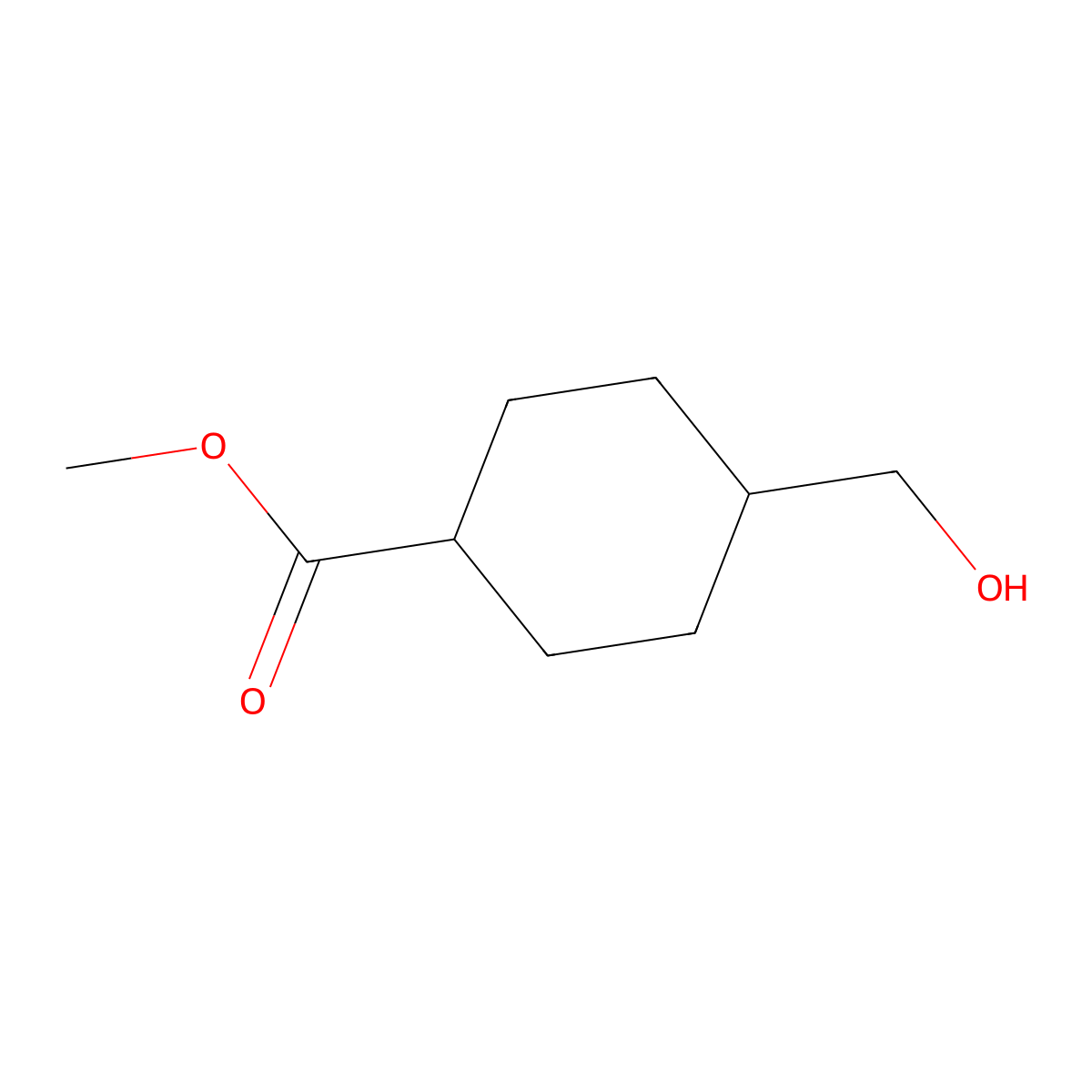 Cyclohexanecarboxylic acid, 4-(hydroxymethyl)-, methyl ester molecular structure, CAS 110928-44-4