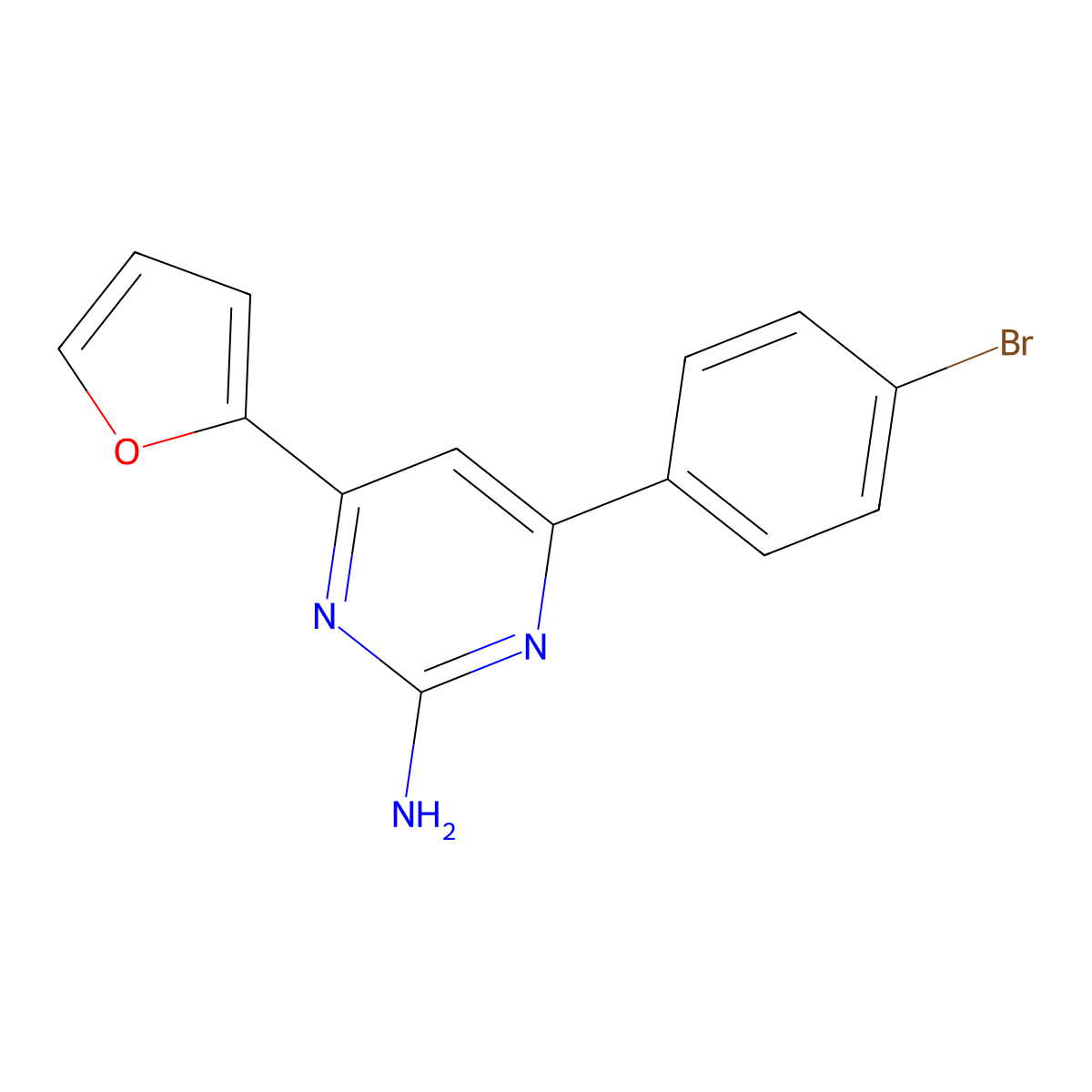 4-(4-Bromophenyl)-6-(furan-2-yl)pyrimidin-2-amine molecular structure, CAS 1109280-76-3
