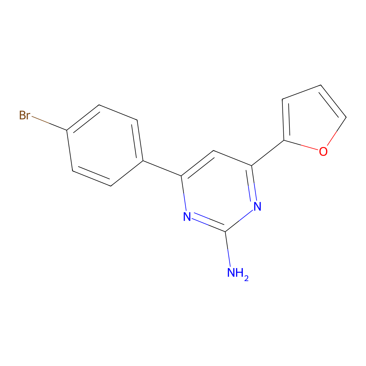 4-(4-Bromophenyl)-6-(furan-2-yl)pyrimidin-2-amine molecular structure, CAS 1109280-76-3