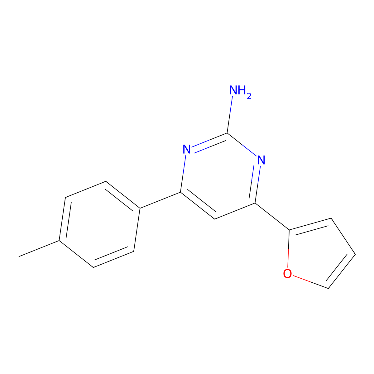 4-(Furan-2-yl)-6-(4-methylphenyl)pyrimidin-2-amine molecular structure, CAS 1109280-77-4