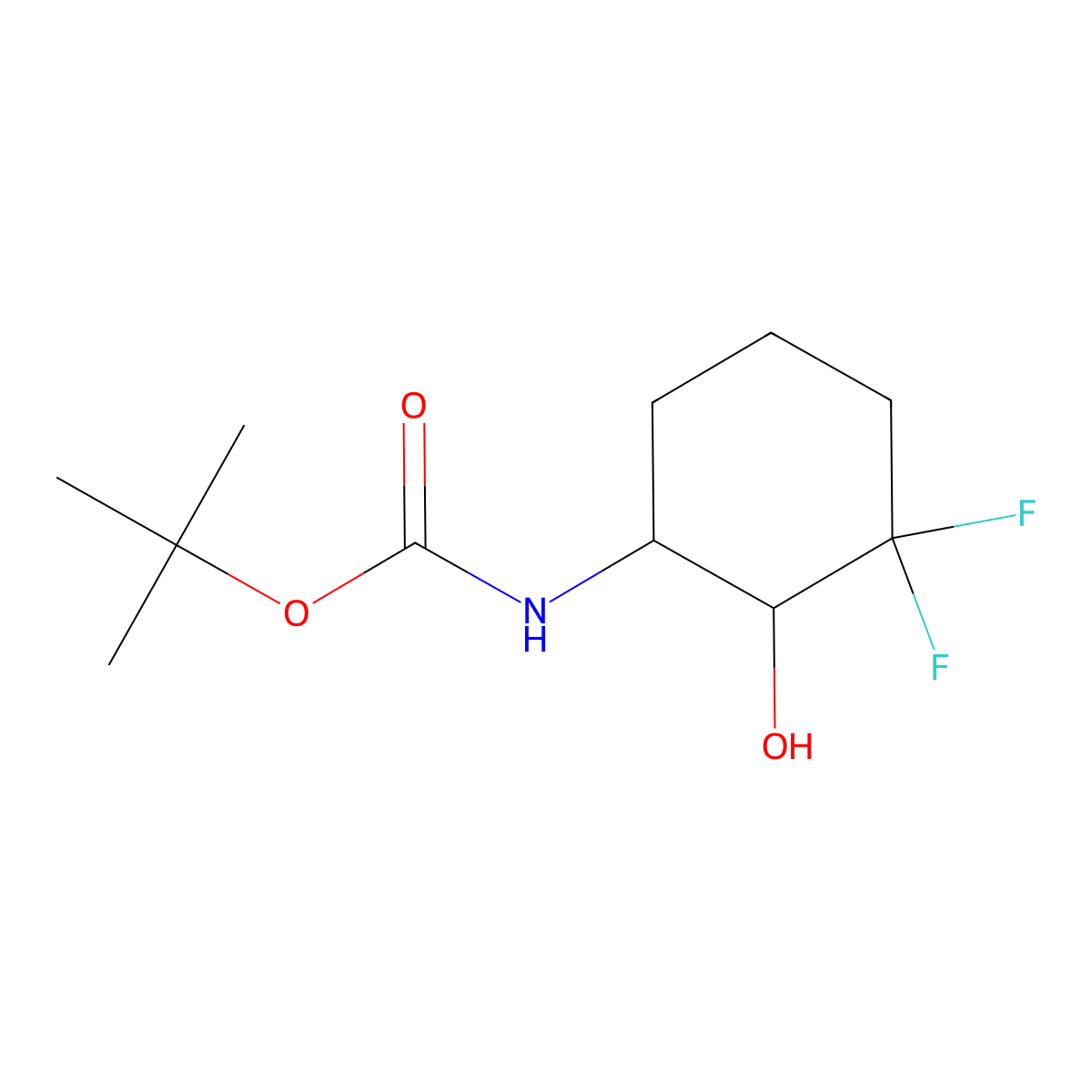 tert-Butyl ((1R,2S)-3,3-difluoro-2-hydroxycyclohexyl)carbamate molecular structure, CAS 1109284-41-4