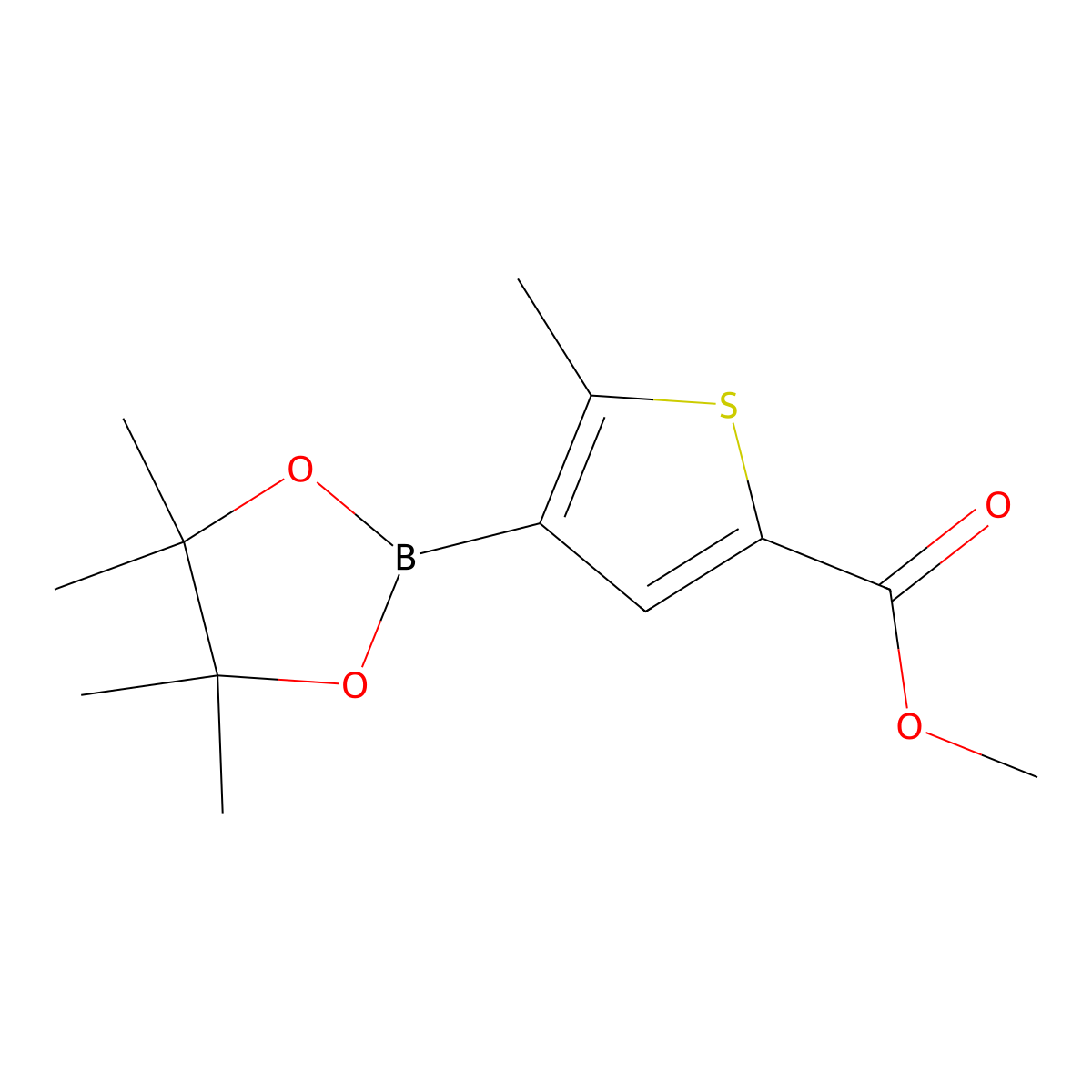 Methyl 5-methyl-4-(tetramethyl-1,3,2-dioxaborolan-2-yl)thiophene-2-carboxylate molecular structure, CAS 1109284-49-2