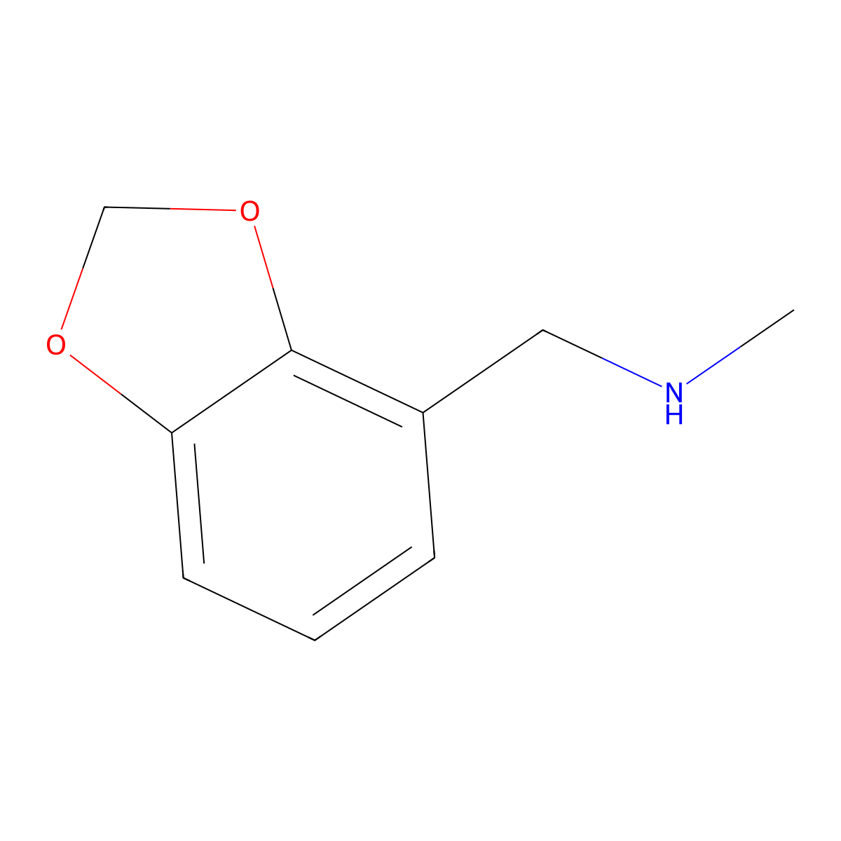 ((1,3-Dioxaindan-4-yl)methyl)(methyl)amine molecular structure, CAS 110931-73-2