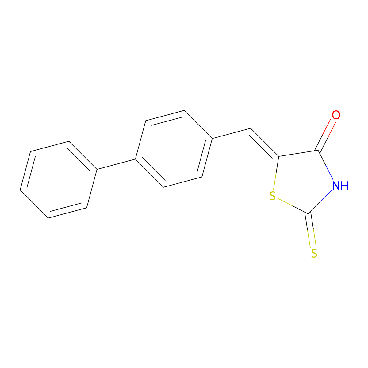 (5E)-5-(biphenyl-4-ylmethylene)-2-mercapto-1,3-thiazol-4(5H)-one molecular structure, CAS 110932-40-6
