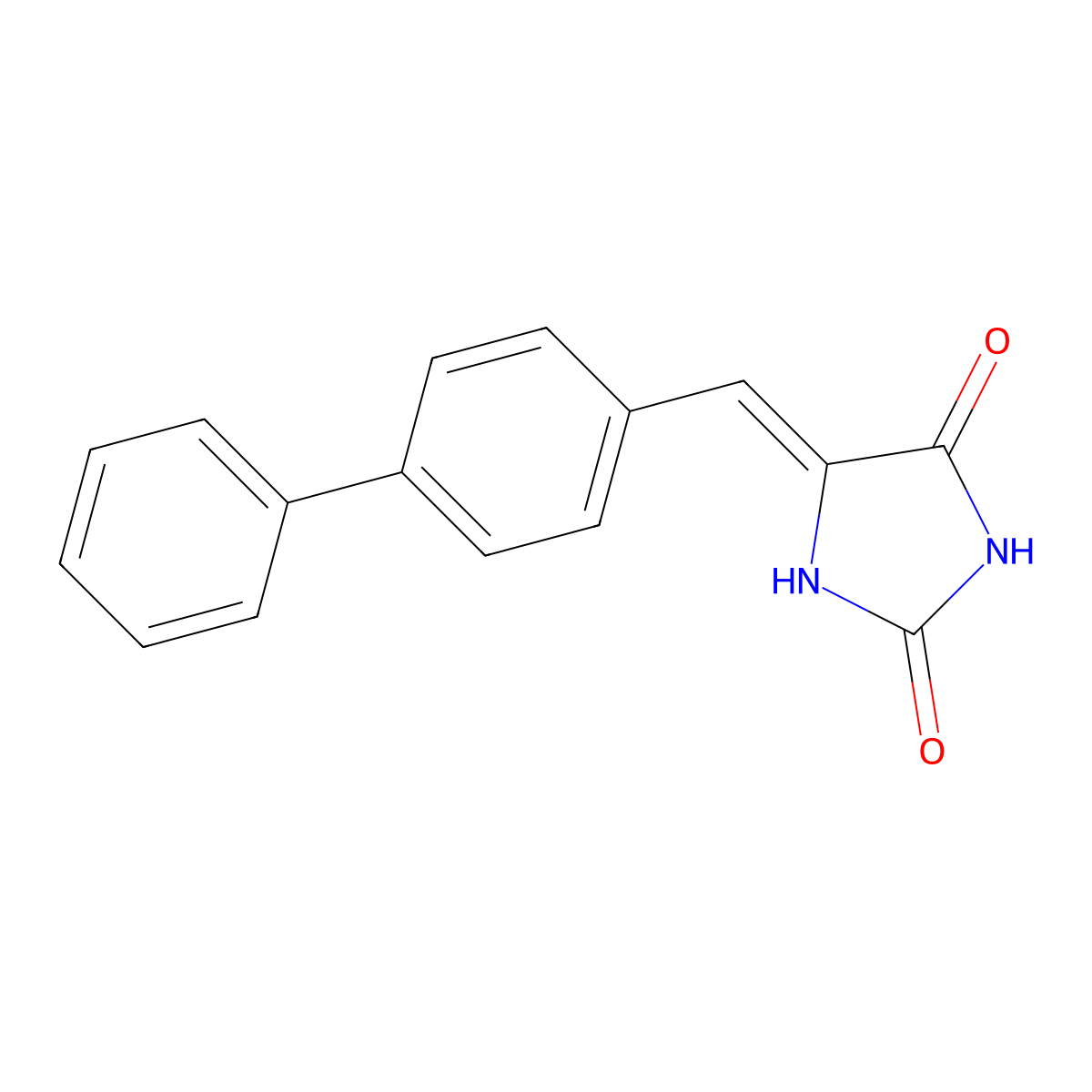 2,4-Imidazolidinedione, 5-([1,1'-biphenyl]-4-ylmethylene)- molecular structure, CAS 110932-42-8
