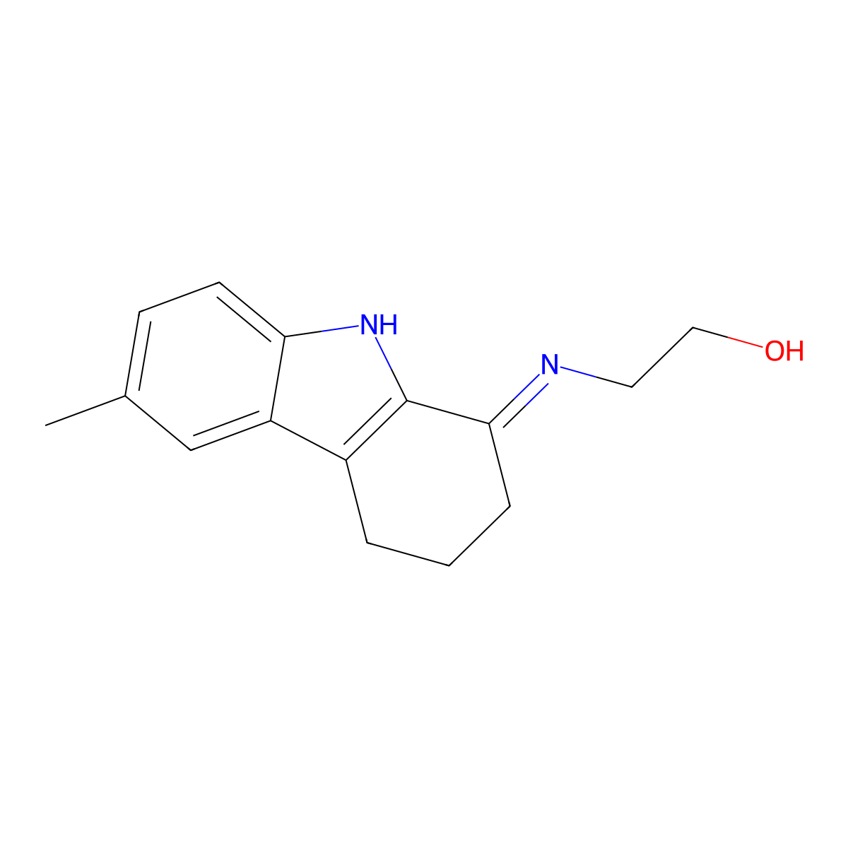 2-((2,3,4,9-Tetrahydro-6-methyl-1H-carbazol-1-ylidene)amino)ethanol molecular structure, CAS 110951-48-9
