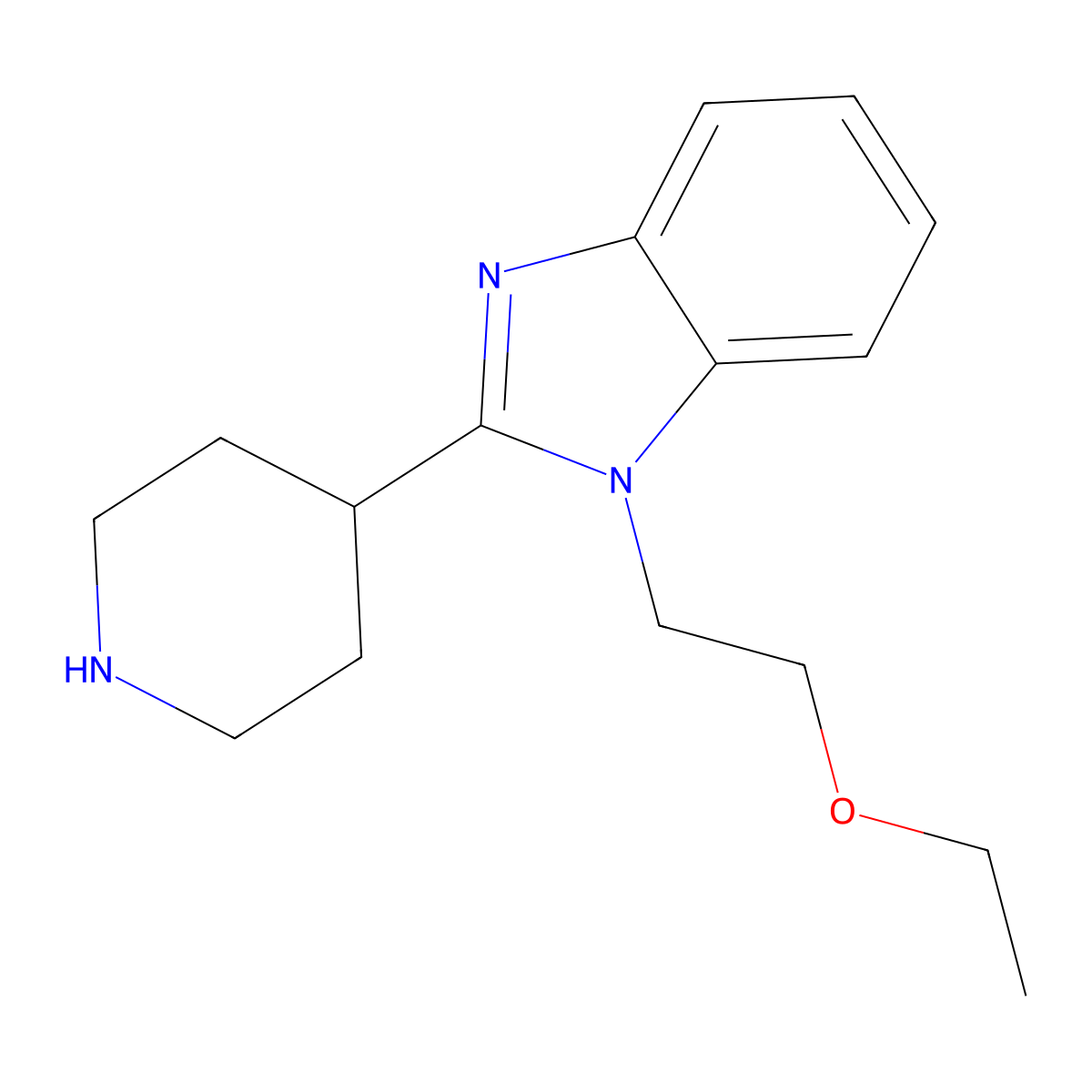 1-(2-ethoxyethyl)-2-(piperidin-4-yl)-1H-benzo[d]imidazole molecular structure, CAS 110963-63-8