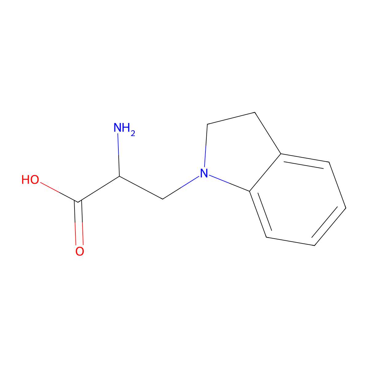 2-amino-3-(2,3-dihydro-1H-indol-1-yl)propanoic acid molecular structure, CAS 110970-00-8