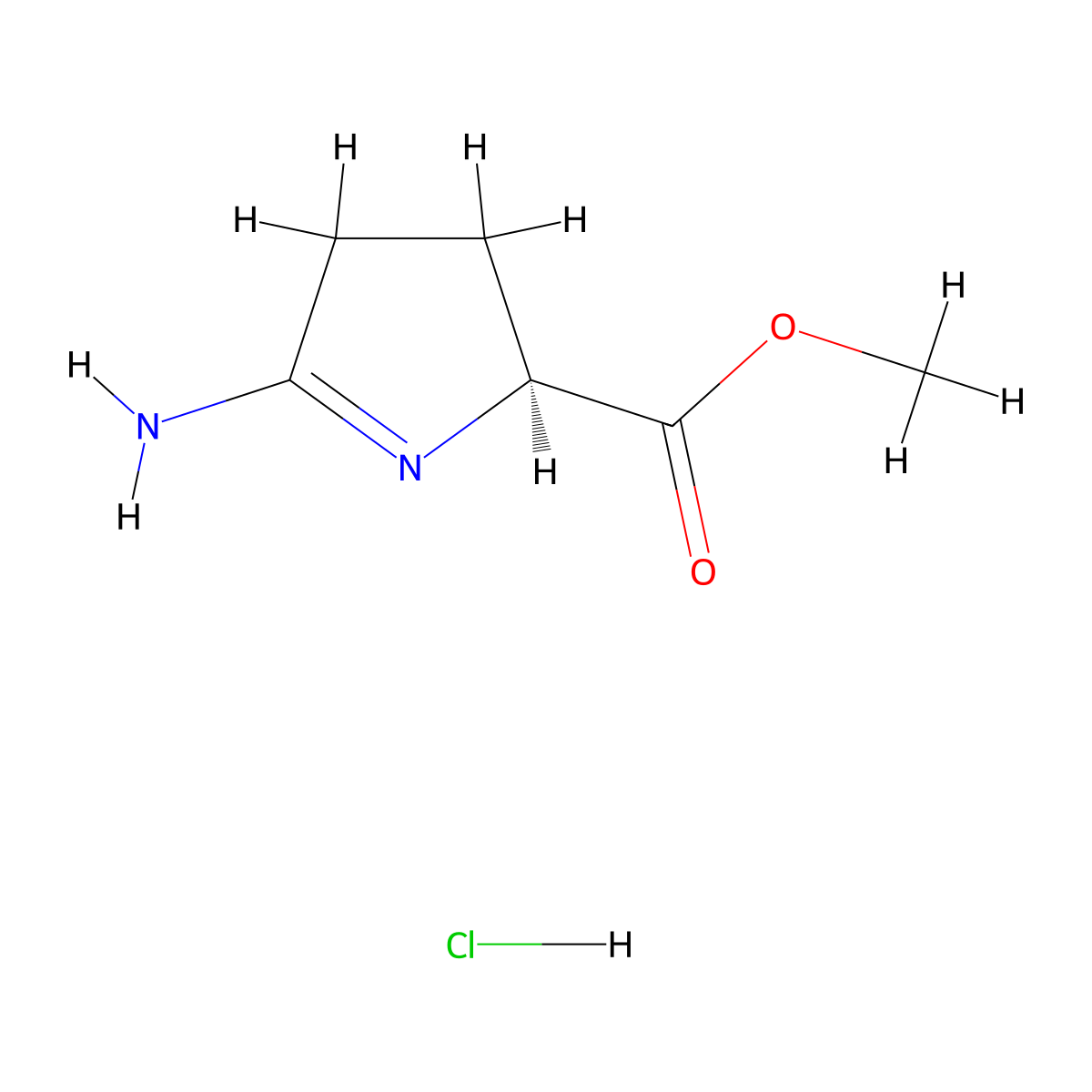 methyl (2S)-5-amino-3,4-dihydro-2H-pyrrole-2-carboxylate hydrochloride molecular structure, CAS 110971-80-7
