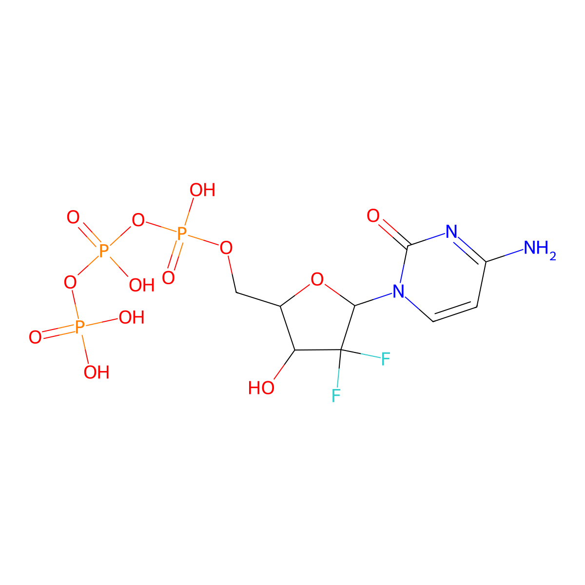 Gemcitabine triphosphate molecular structure, CAS 110988-86-8