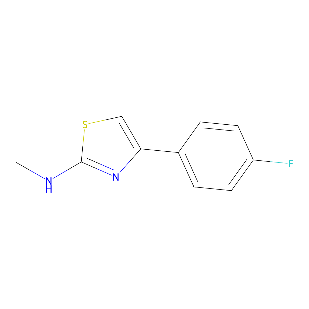 4-(4-fluorophenyl)-N-methyl-1,3-thiazol-2-amine molecular structure, CAS 110989-69-0