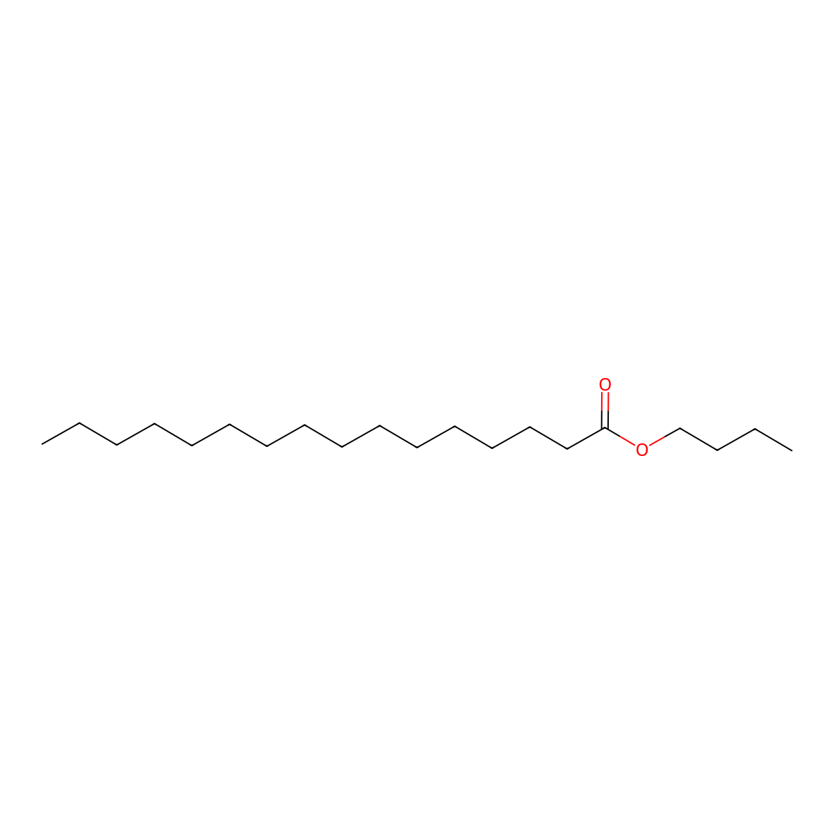 Butyl palmitate molecular structure, CAS 111-06-8