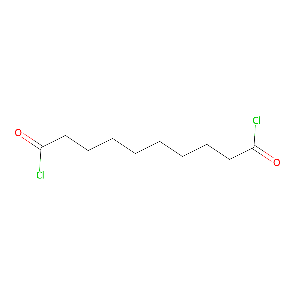 Sebacoyl chloride molecular structure, CAS 111-19-3