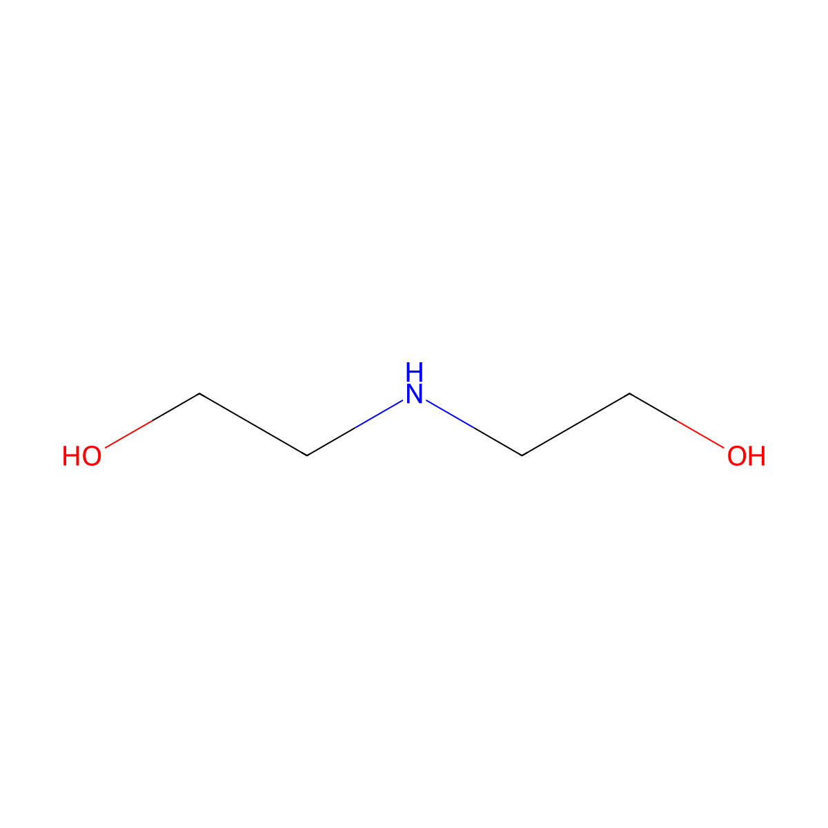 Diethanolamine molecular structure, CAS 111-42-2