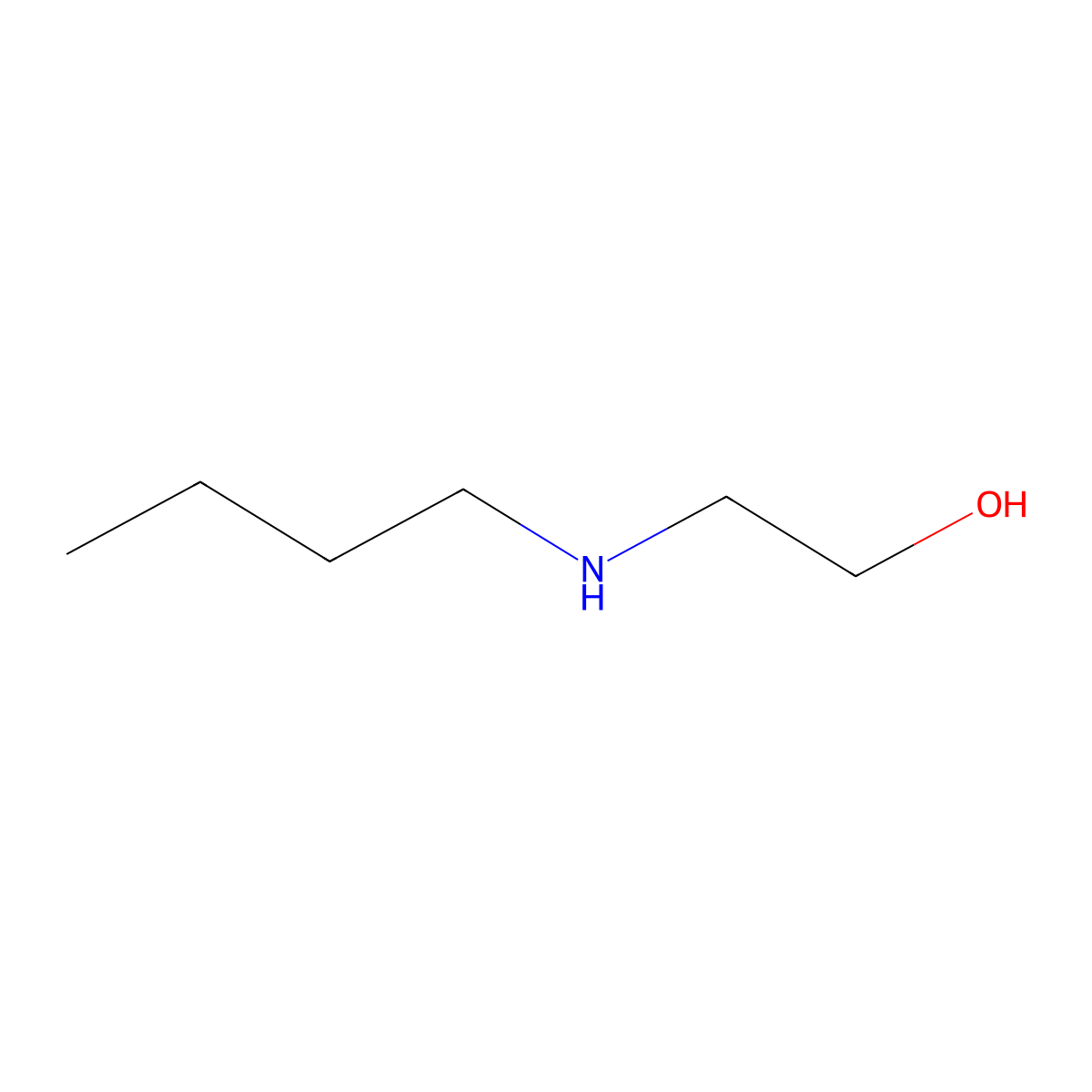 Butylethanolamine molecular structure, CAS 111-75-1