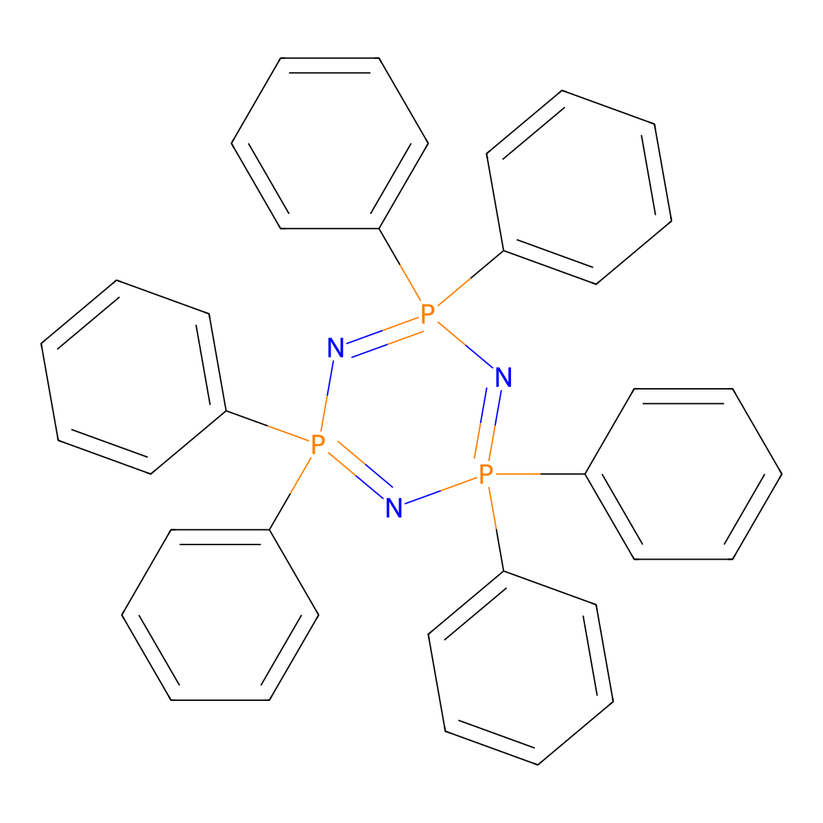 Hexaphenyl cyclotriphosphazene molecular structure, CAS 1110-78-7