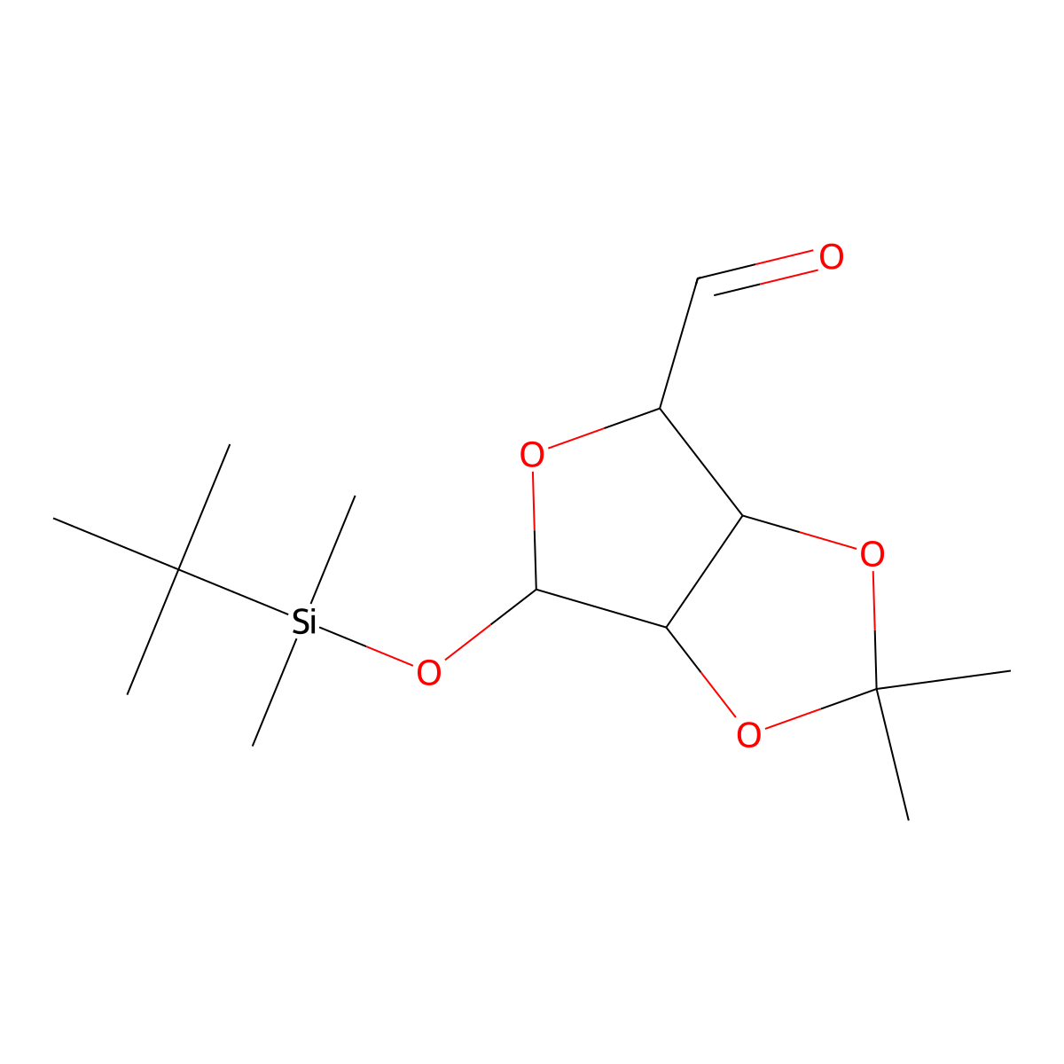 (3AS,4S,6R,6aS)-6-((tert-butyldimethylsilyl)oxy)-2,2-dimethyltetrahydrofuro[3,4-d][1,3]dioxole-4-carbaldehyde molecular structure, CAS 111000-76-1