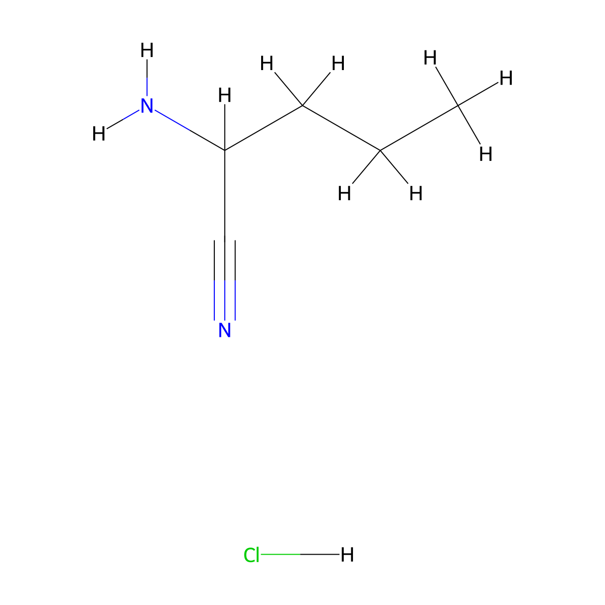 2-Aminopentanenitrile hydrochloride molecular structure, CAS 111013-52-6