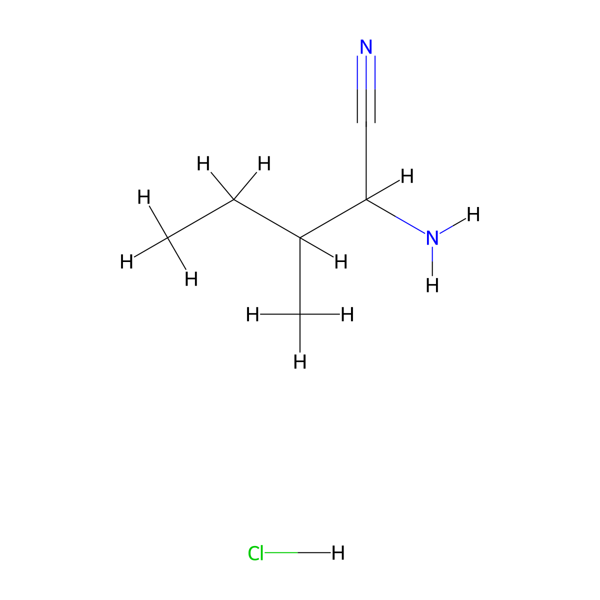 2-Amino-3-methylpentanenitrile hydrochloride molecular structure, CAS 111013-54-8