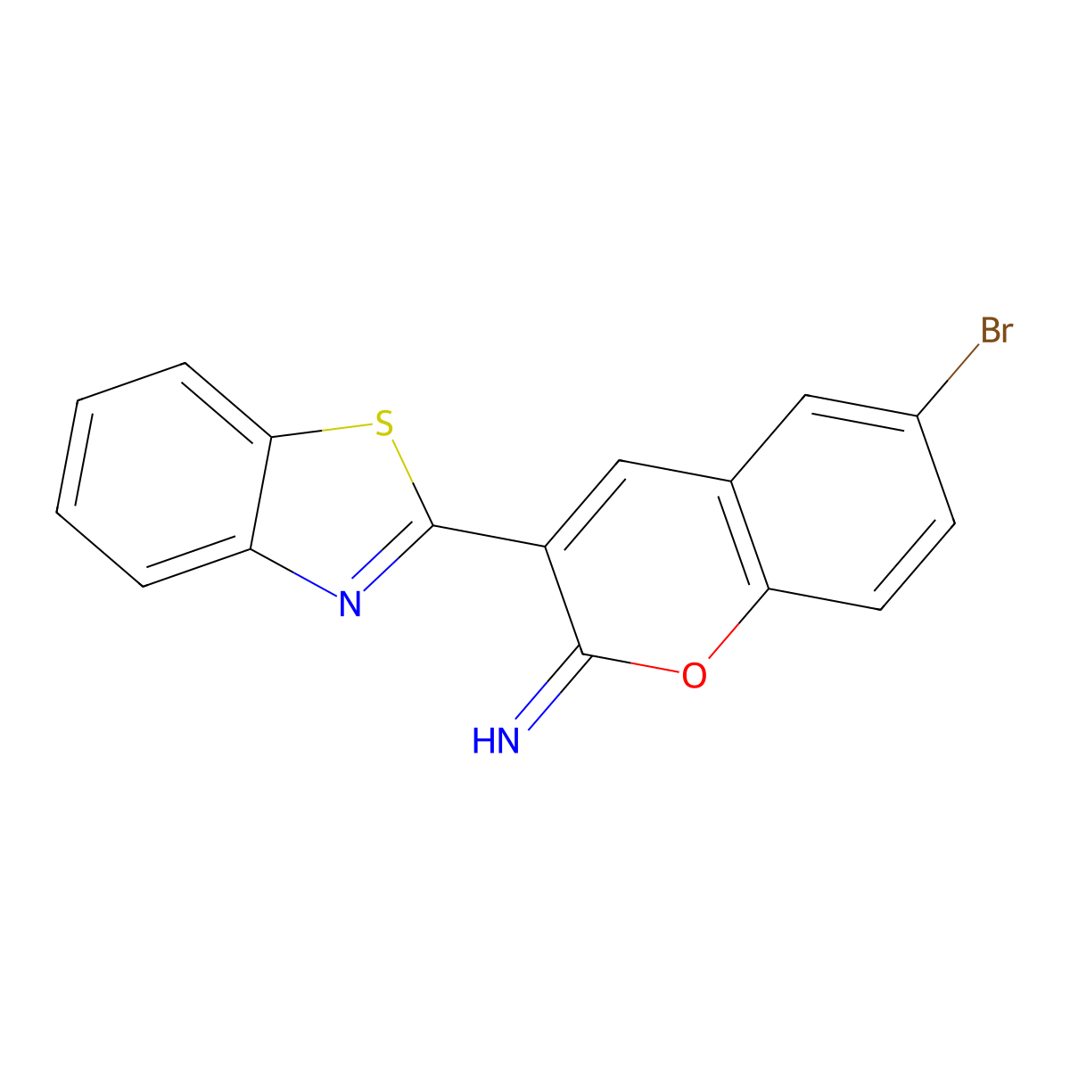 2H-1-Benzopyran-2-imine, 3-(2-benzothiazolyl)-6-bromo- molecular structure, CAS 111016-52-5