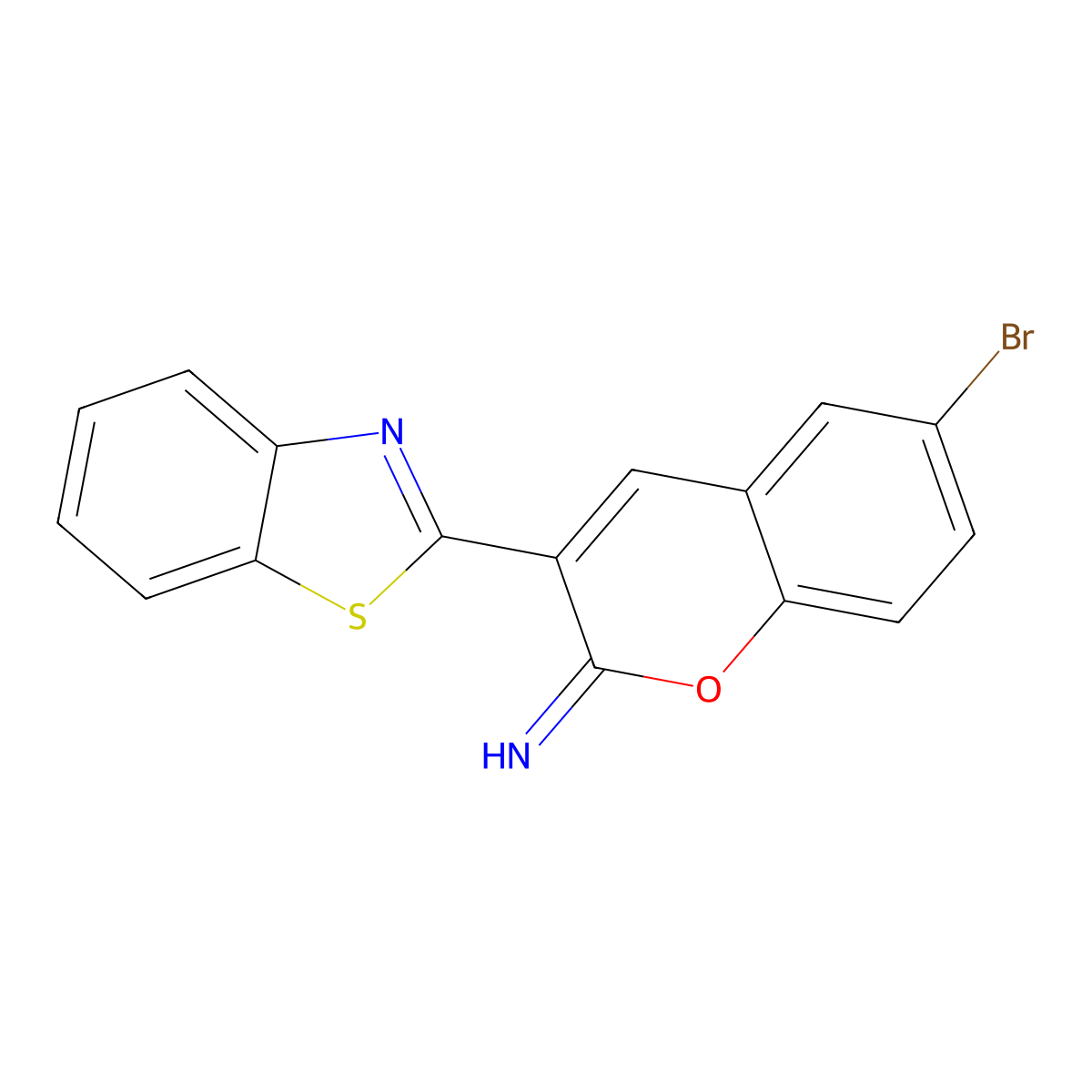2H-1-Benzopyran-2-imine, 3-(2-benzothiazolyl)-6-bromo- molecular structure, CAS 111016-52-5