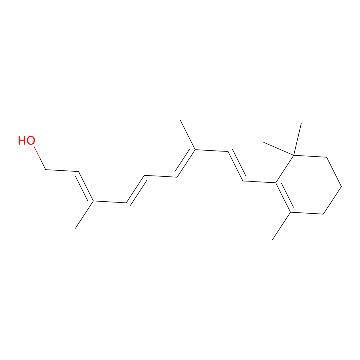 Retinol molecular structure, CAS 11103-57-4