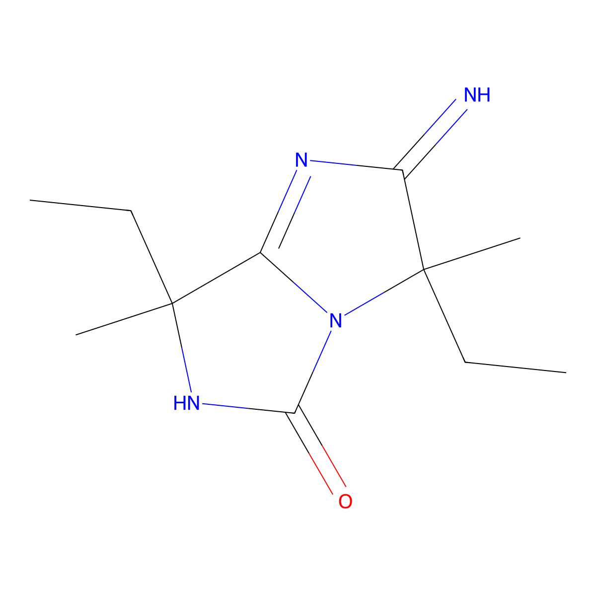 3,7-diethyl-2-imino-3,7-dimethyl-2H,3H,5H,6H,7H-imidazo[1,2-c]imidazolidin-5-one molecular structure, CAS 111032-41-8