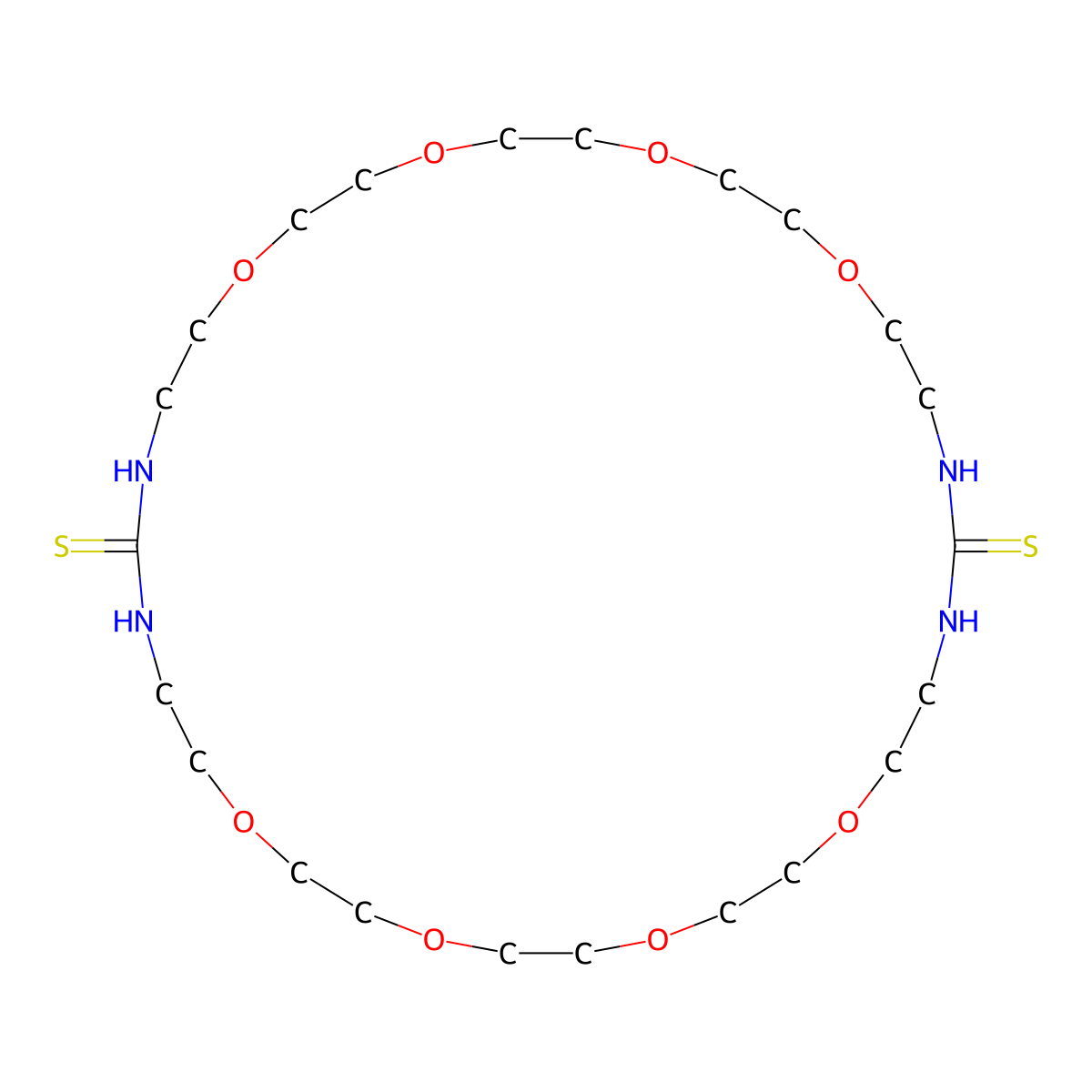 1,9,12,15,18,26,29,32-Octaoxa-4,6,21,23-tetrazacyclotetratriacontane-5,22-dithione molecular structure, CAS 111039-21-5