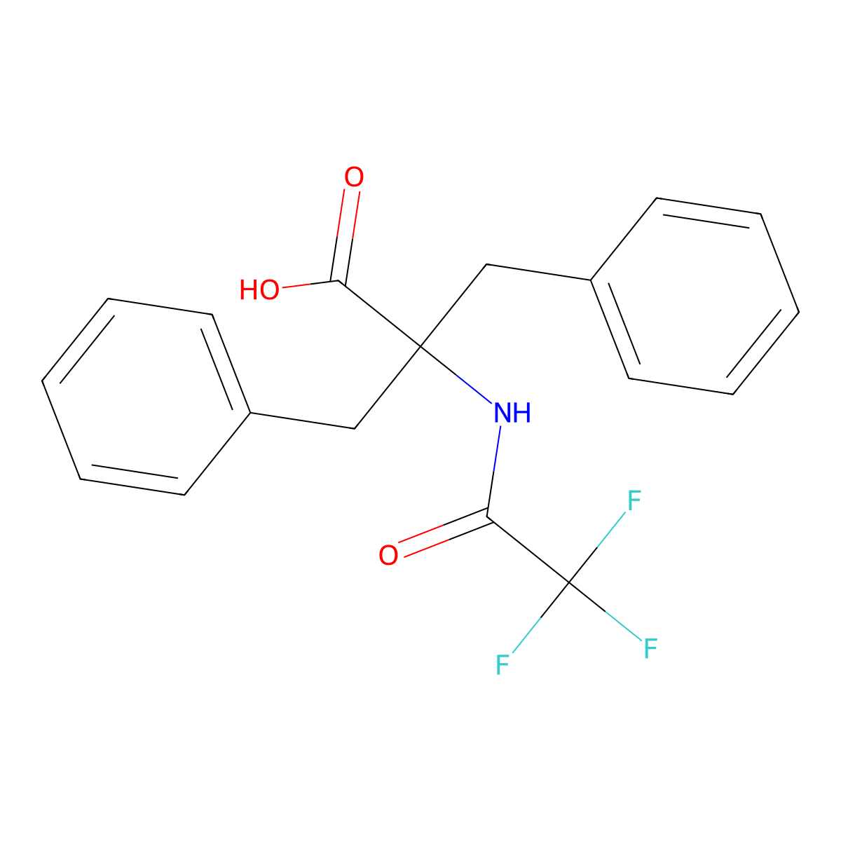 2-Benzyl-3-phenyl-2-(2,2,2-trifluoroacetamido)propanoic acid molecular structure, CAS 111039-68-0