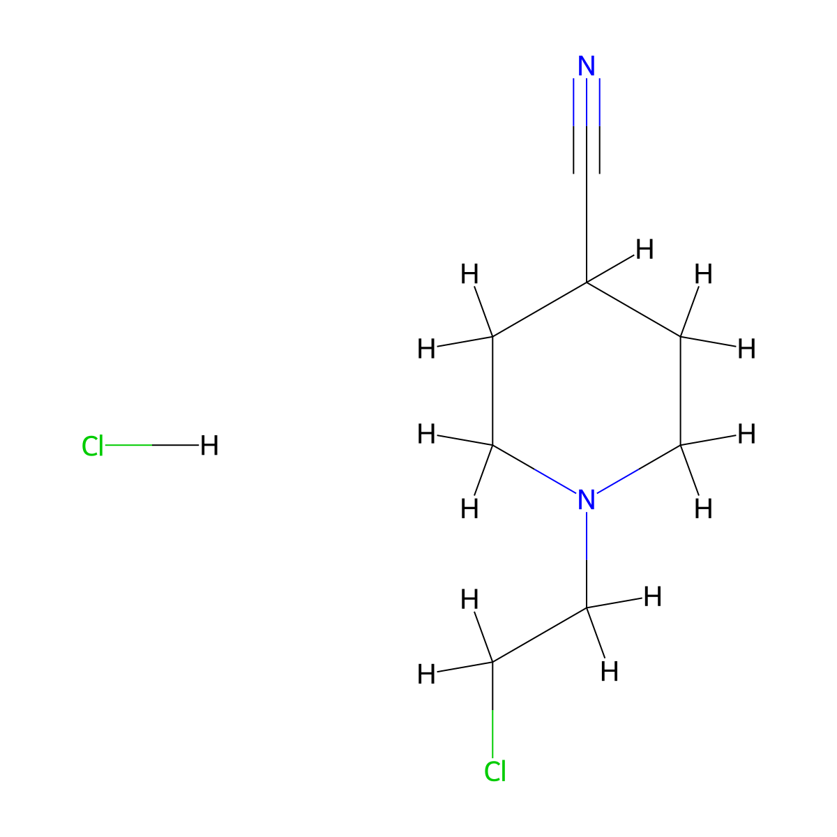 1-(2-Chloroethyl)piperidine-4-carbonitrile hydrochloride molecular structure, CAS 111041-03-3