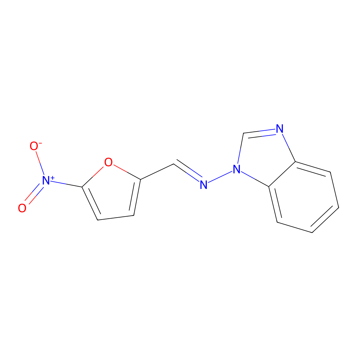 N-(benzimidazol-1-yl)-1-(5-nitrofuran-2-yl)methanimine molecular structure, CAS 111041-98-6
