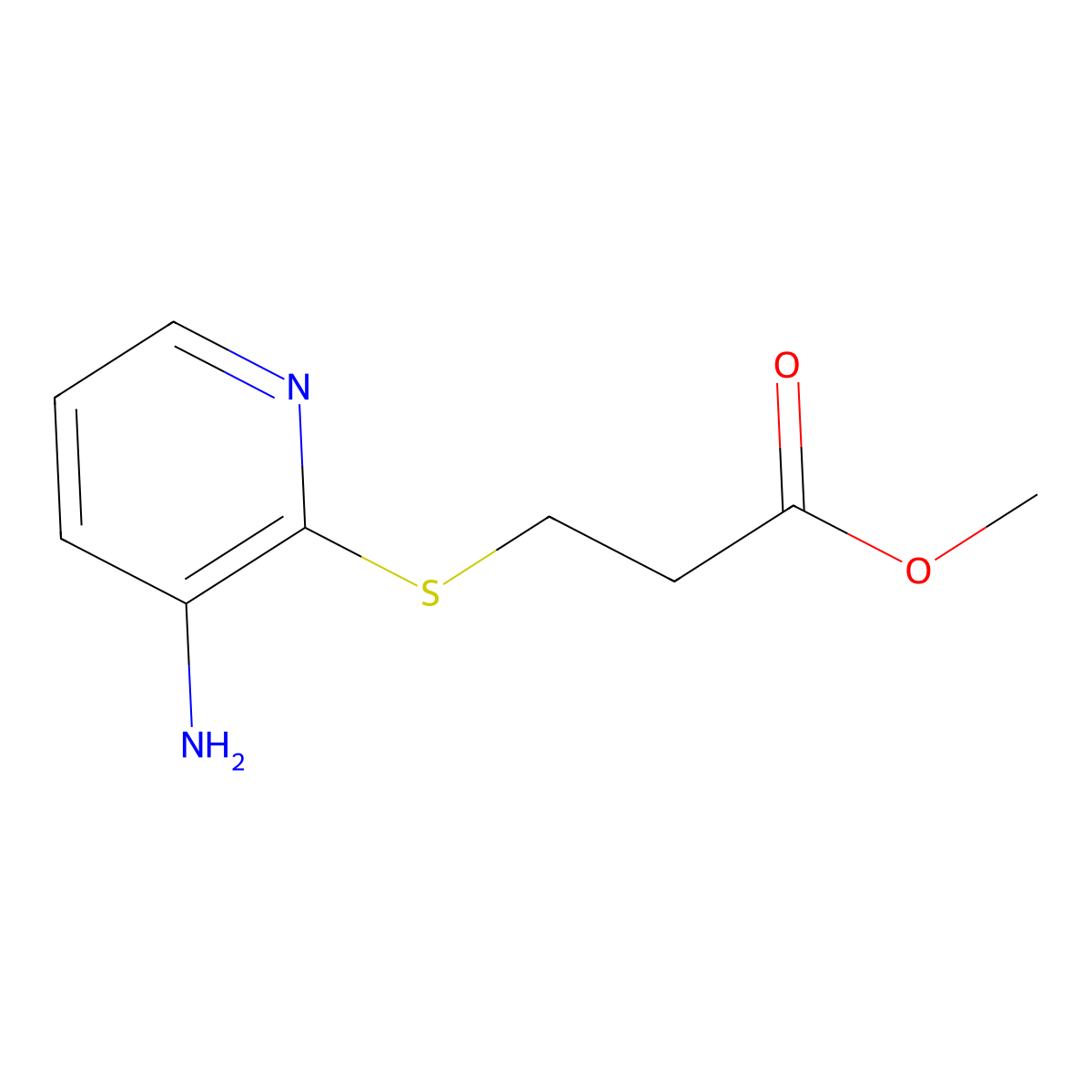 Methyl 3-[(3-aminopyridin-2-yl)sulfanyl]propanoate molecular structure, CAS 111042-83-2