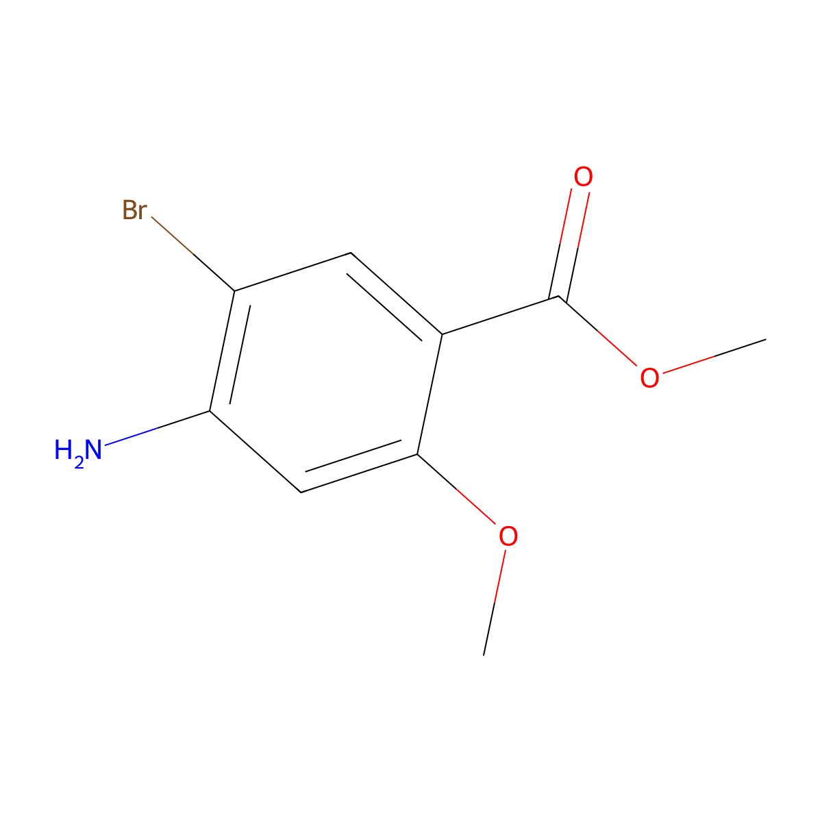 Methyl 4-amino-5-bromo-2-methoxybenzoate molecular structure, CAS 111049-68-4