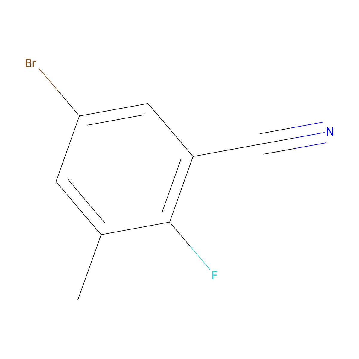 5-Bromo-2-fluoro-3-methyl-benzonitrile molecular structure, CAS 1110502-49-2