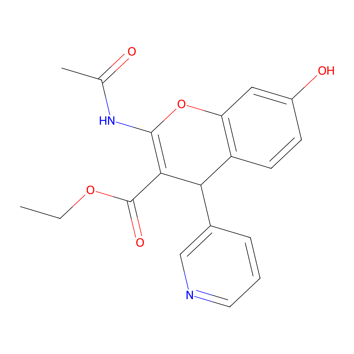 ethyl 2-acetamido-7-hydroxy-4-(pyridin-3-yl)-4H-chromene-3-carboxylate molecular structure, CAS 1110650-72-0