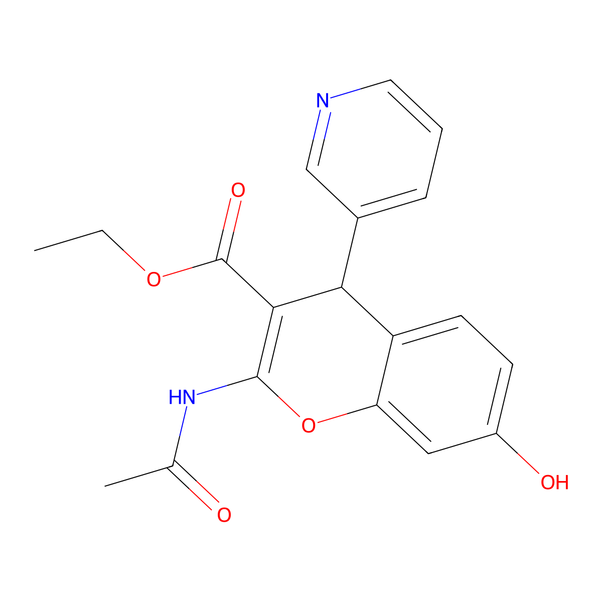 ethyl 2-acetamido-7-hydroxy-4-(pyridin-3-yl)-4H-chromene-3-carboxylate molecular structure, CAS 1110650-72-0