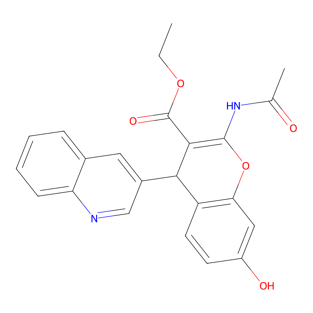 ethyl 2-acetamido-7-hydroxy-4-(quinolin-3-yl)-4H-chromene-3-carboxylate molecular structure, CAS 1110650-74-2