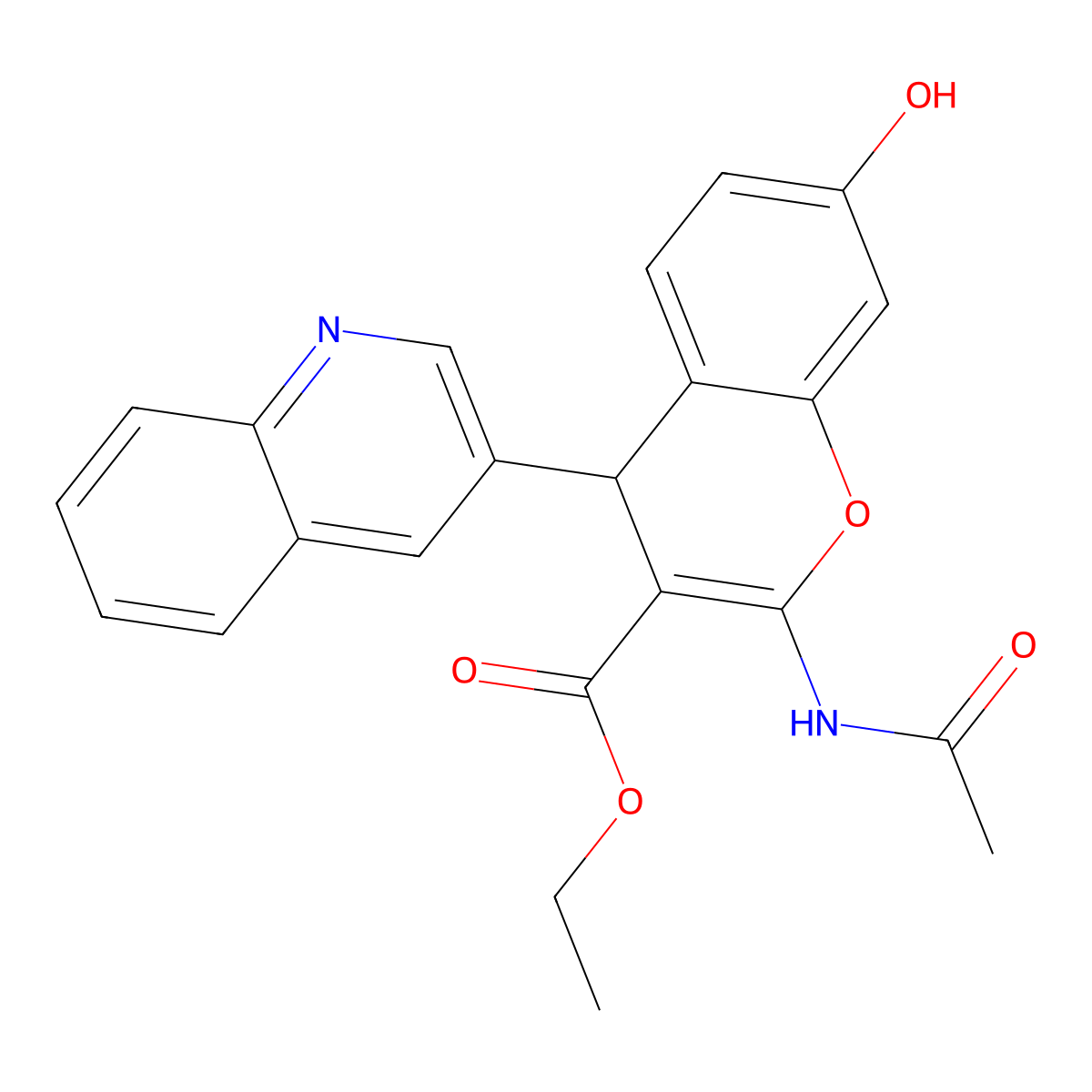 ethyl 2-acetamido-7-hydroxy-4-(quinolin-3-yl)-4H-chromene-3-carboxylate molecular structure, CAS 1110650-74-2