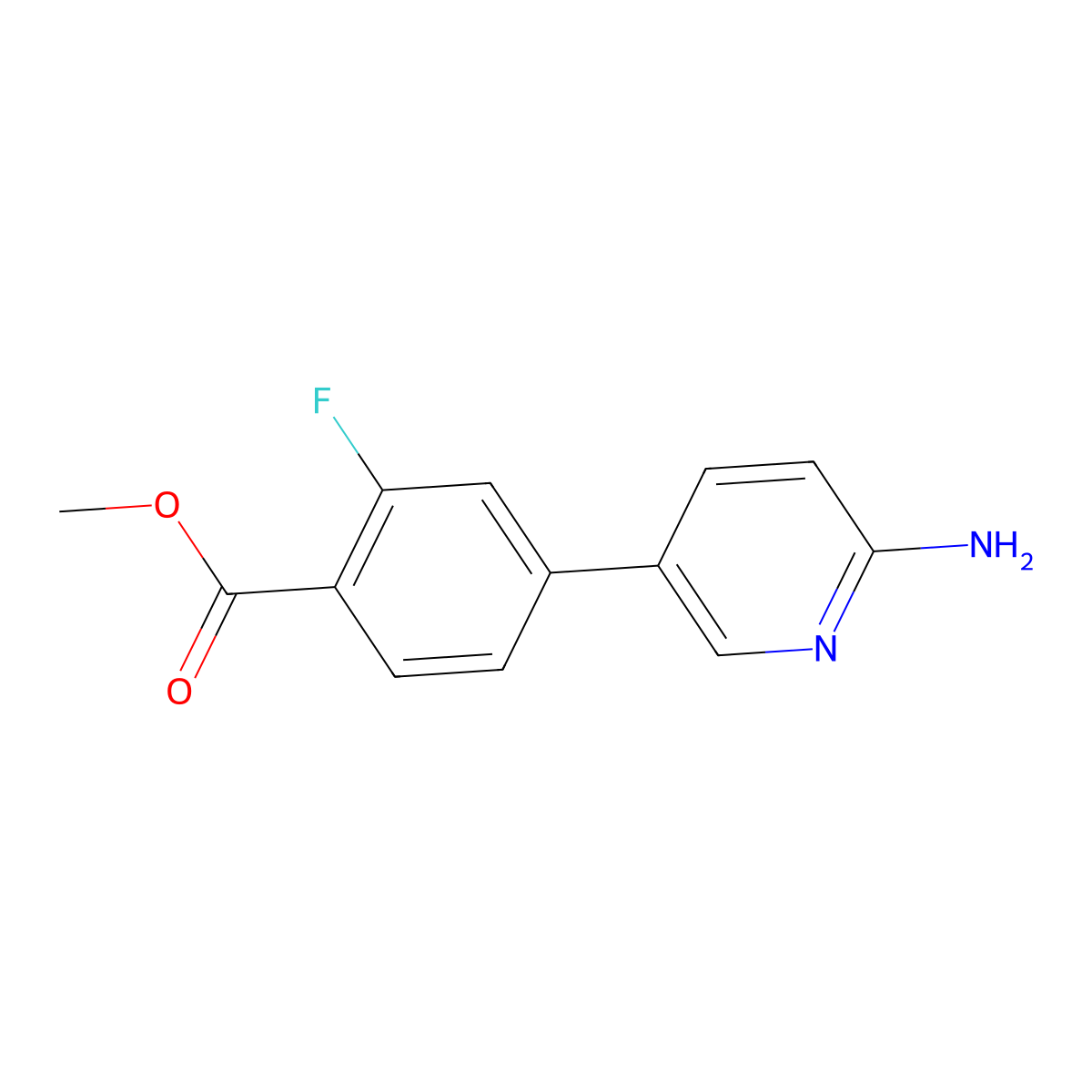 Methyl 4-(6-aminopyridin-3-yl)-2-fluorobenzoate molecular structure, CAS 1110657-11-8