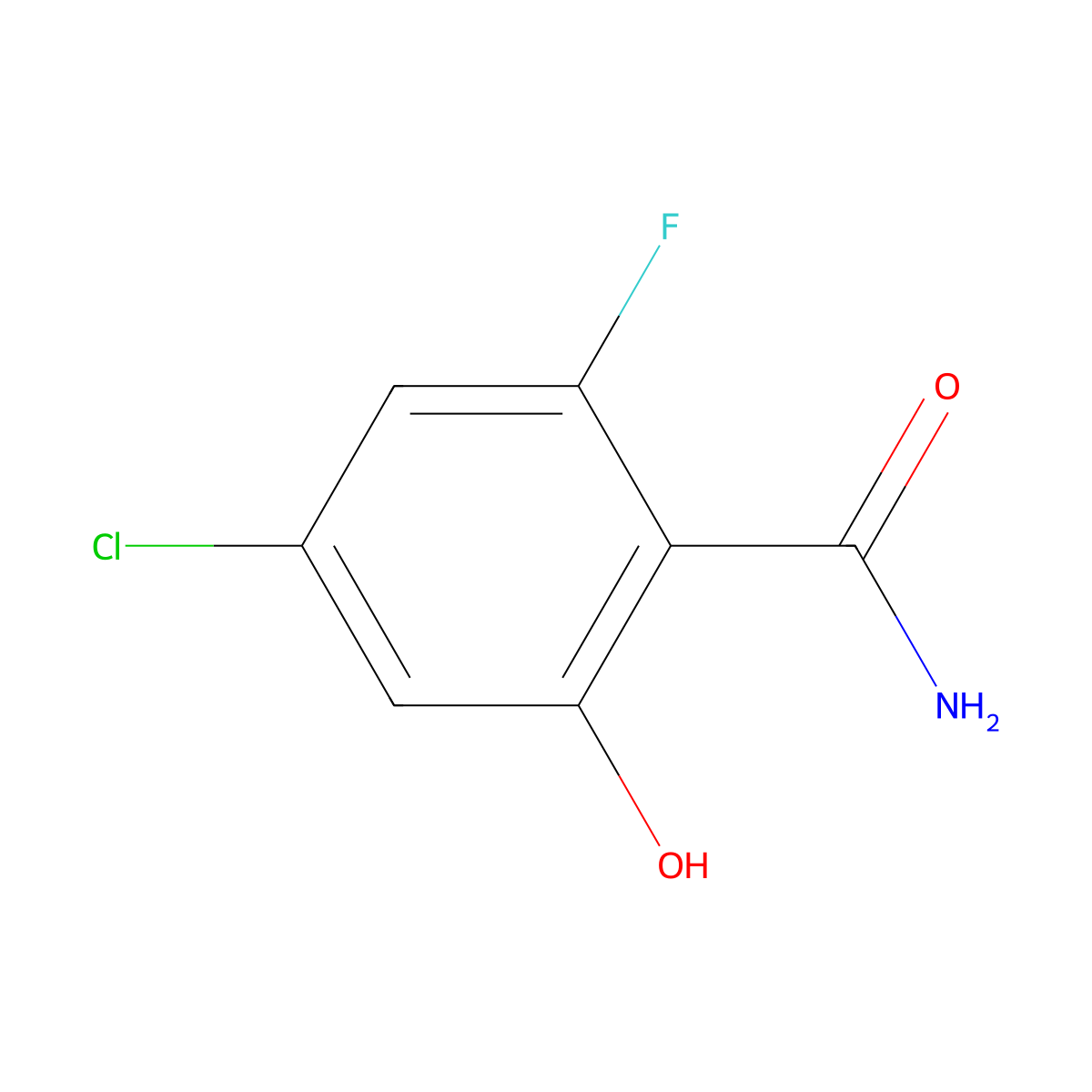 4-Chloro-2-fluoro-6-hydroxybenzamide molecular structure, CAS 1110662-23-1