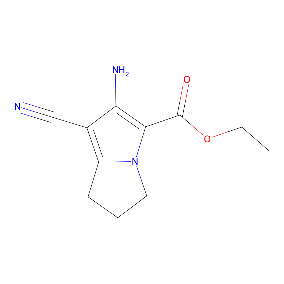 ethyl 6-amino-7-cyano-2,3-dihydro-1H-pyrrolizine-5-carboxylate molecular structure, CAS 111070-33-8