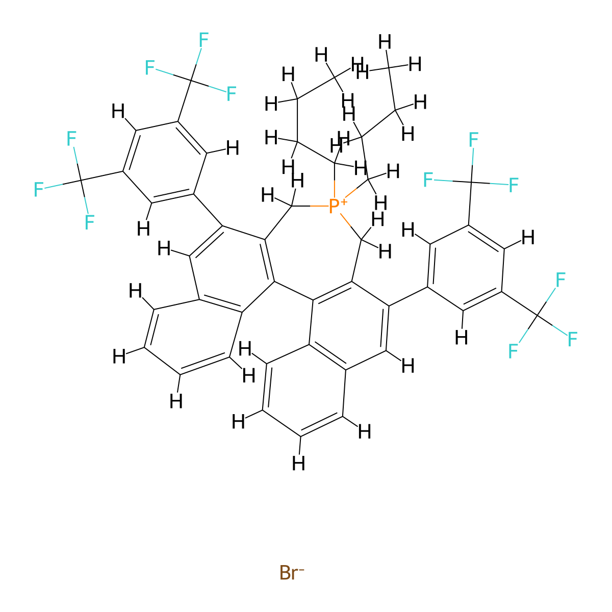 (11bS)-(-)-4,4-Dibutyl-2,6-bis[3,5-bis(trifluoromethyl)phenyl]-4,5-dihydro-3H-dinaphtho[2,1-c:1',2'-e]phosphepinium bromide molecular structure, CAS 1110711-01-7